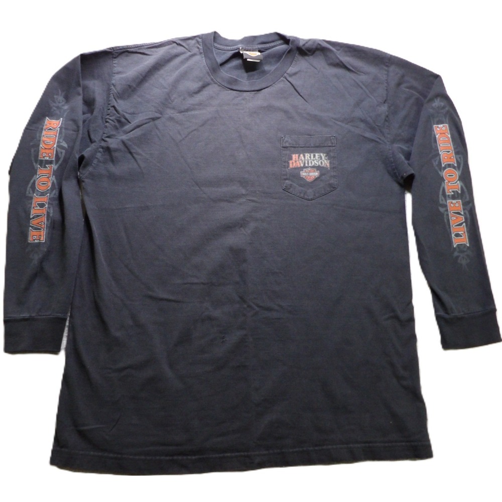 Harley Davidson San Jacinto Pasadena TX Long Sleeve Pocket Tee Men XXL USA Biker